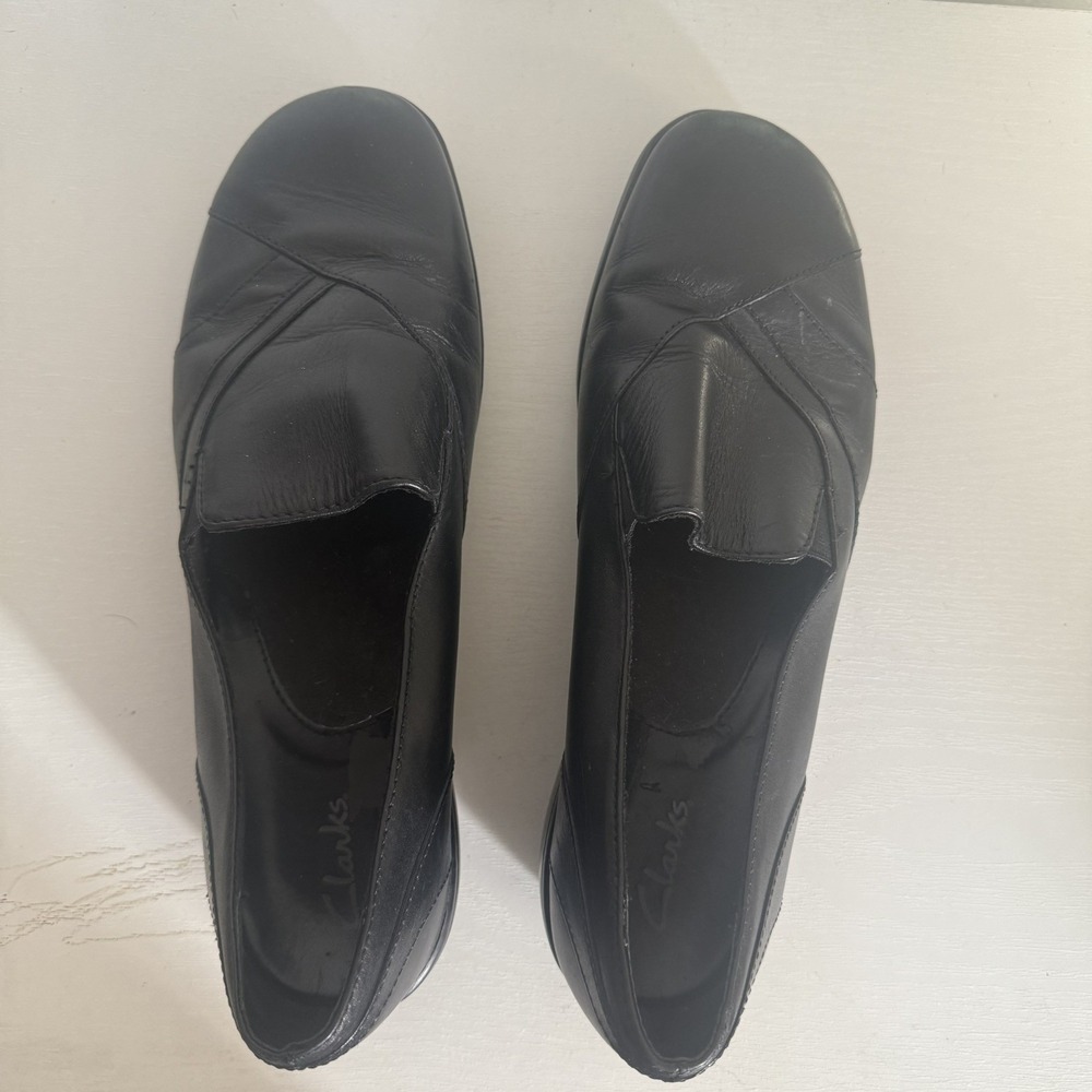 Clarks Blackberry Leather Slip On Loafer Comfort Shoes Black Women's Size 11 - Picture 5 of 9
